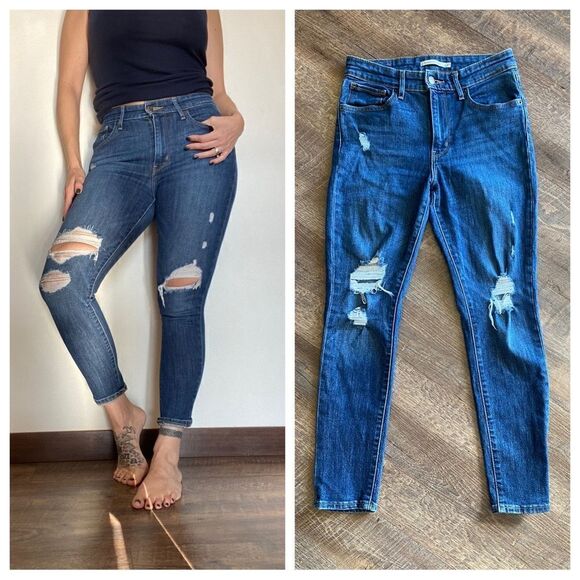 Levi’s 721 High Rise Skinny Jeans Streetwear Hi Waisted Distressed - Picture 3 of 12